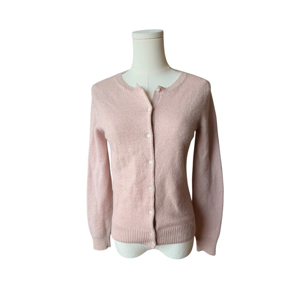 Olivia & Grace Cashmere Blend Cardigan Sweater Pink Metallic Shimmer Medium